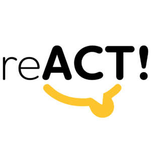 Logo gry reACT! – gra edukacyjna do nauki języka angielskiego.